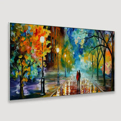 Romantic Love Couple in Forest Floating Frame Canvas Wall Painting