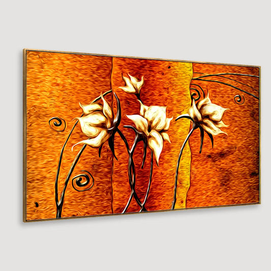 Big Panoramic Beautiful Abstract Flower Floating Frame Canvas Wall Painting