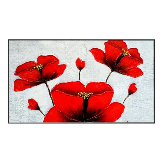 Panoramic Beautiful Red Flower Floating Frame Canvas Wall Painting