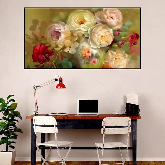 Stylish Multicolor Roses Floating Frame Canvas Wall Painting