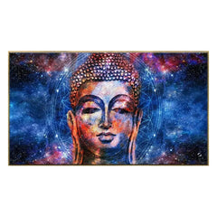 Big Panoramic Head Smiling Buddha Canvas Wall Painting with Floating Frame