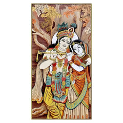 Radha Krishna Canvas Printed Floating Framed Wall Painting