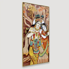 Radha Krishna Canvas Printed Floating Framed Wall Painting