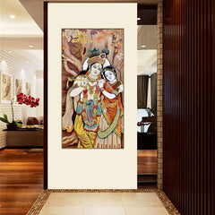 Radha Krishna Canvas Printed Floating Framed Wall Painting