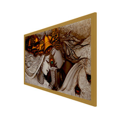 Radha Krishna Floating Framed Canvas Wall Painting