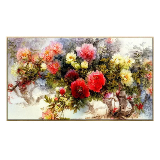 Beautiful Colorful Floral Floating Framed Canvas Wall Painting for Living Room Bedroom drawing room Wall Decoration