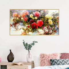 Beautiful Colorful Floral Floating Framed Canvas Wall Painting for Living Room Bedroom drawing room Wall Decoration