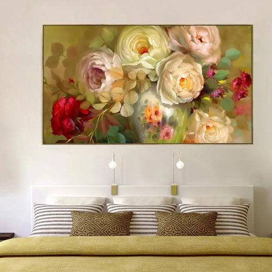 Stylish Multicolor Roses Floating Frame Canvas Wall Painting