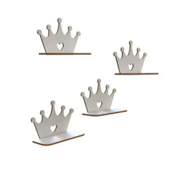 Designer Crown Royality Wooden Wall Mounted Shelf Set of Four with White Finish