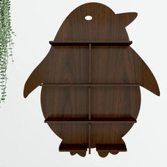 Penguin Backlit Designer Wooden Wall Shelf / Book Shelf / Night Light, Light Oak Finish