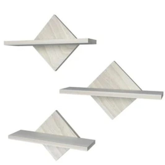 Geometric Trangle Shaped Wooden Wall Shelf Set of Three