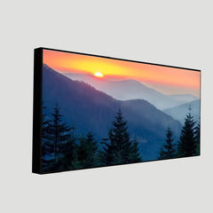 Big Panoramic Sunset Waterfall River Scenery Floating Framed Canvas Wall Painting for Living Room Bedroom drawing room Hall Office Decoration (21 x 50 Inches)