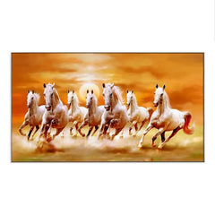 Majestic Equine Beauty Exquisite 7 Running Horses Floating Frame Canvas Wall Painting