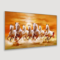 Majestic Equine Beauty Exquisite 7 Running Horses Floating Frame Canvas Wall Painting