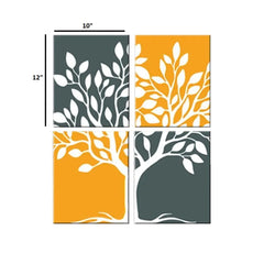 Multipiece Tree Yellow Grey Wall Painting 4 Pieces Canvas Print Stretched and Framed on Wood Home Décor Wall Art Painting
