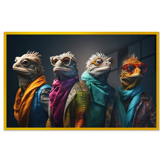 Cool Colorful Lizard 3D Acrylic Wall Painting