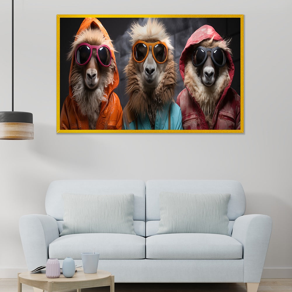 Group of Dogs in Sunglasses Acrylic Wall Painting