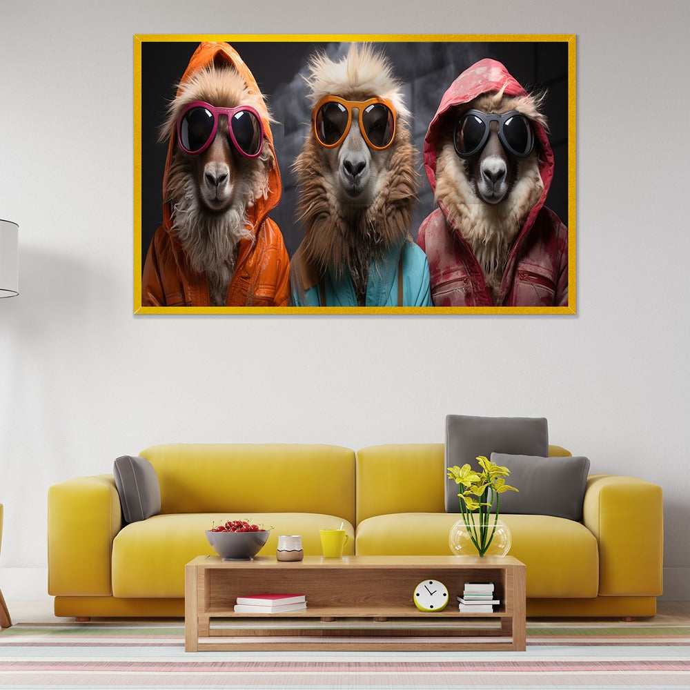 Group of Dogs in Sunglasses Acrylic Wall Painting