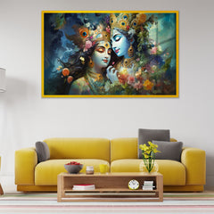 Sacred Romance Radha Krishna Acrylic Wall Painting