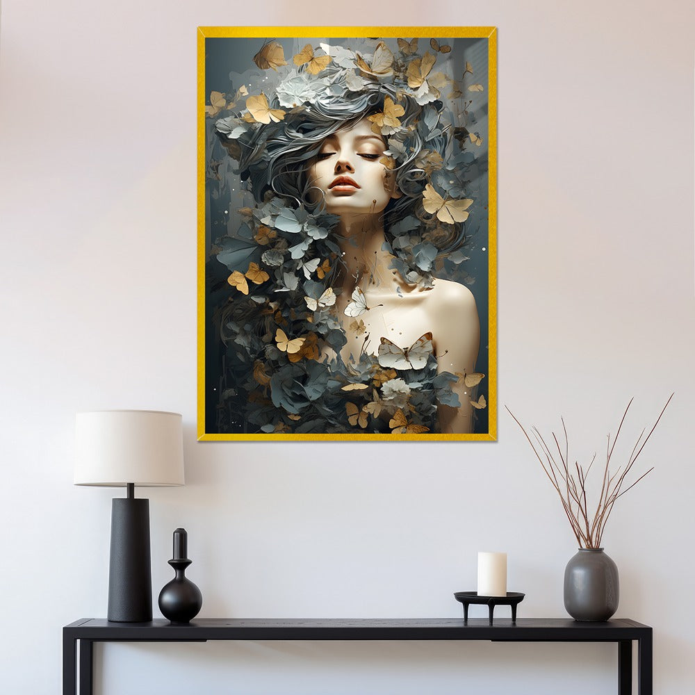 Beautiful Woman Premium Acrylic Wall Painting