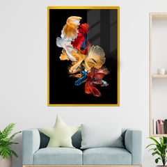 Luxury Gold Fish with Sequins Artwork Acrylic Wall Painting