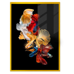 Luxury Gold Fish with Sequins Artwork Acrylic Wall Painting