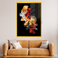 Luxury Gold Fish with Sequins Artwork Acrylic Wall Painting