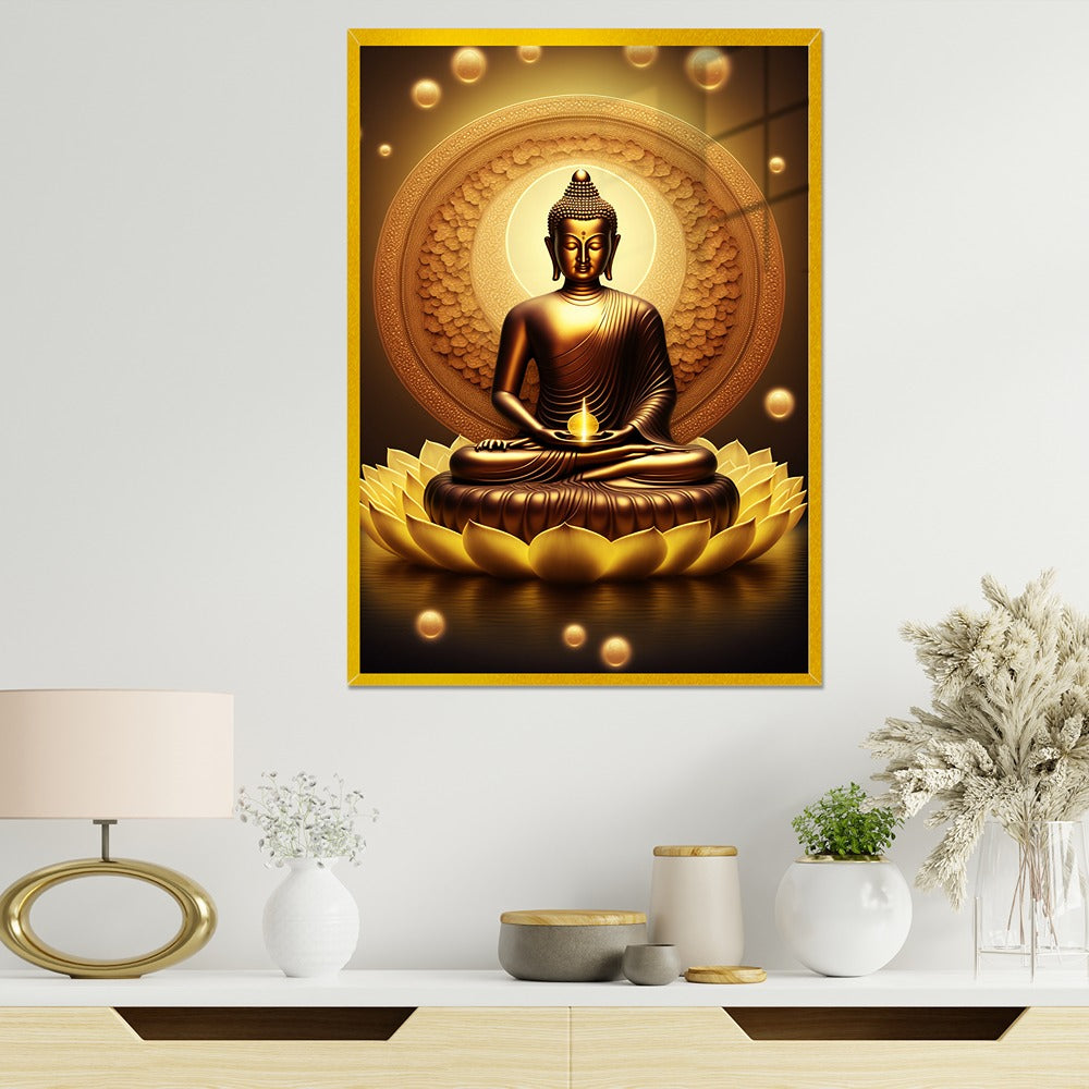 Buddha Meditation Digital 3D Print Acrylic Wall Painting