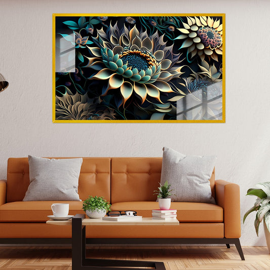 Beautiful 3D Multicolor Acrylic Flower Wall Painting