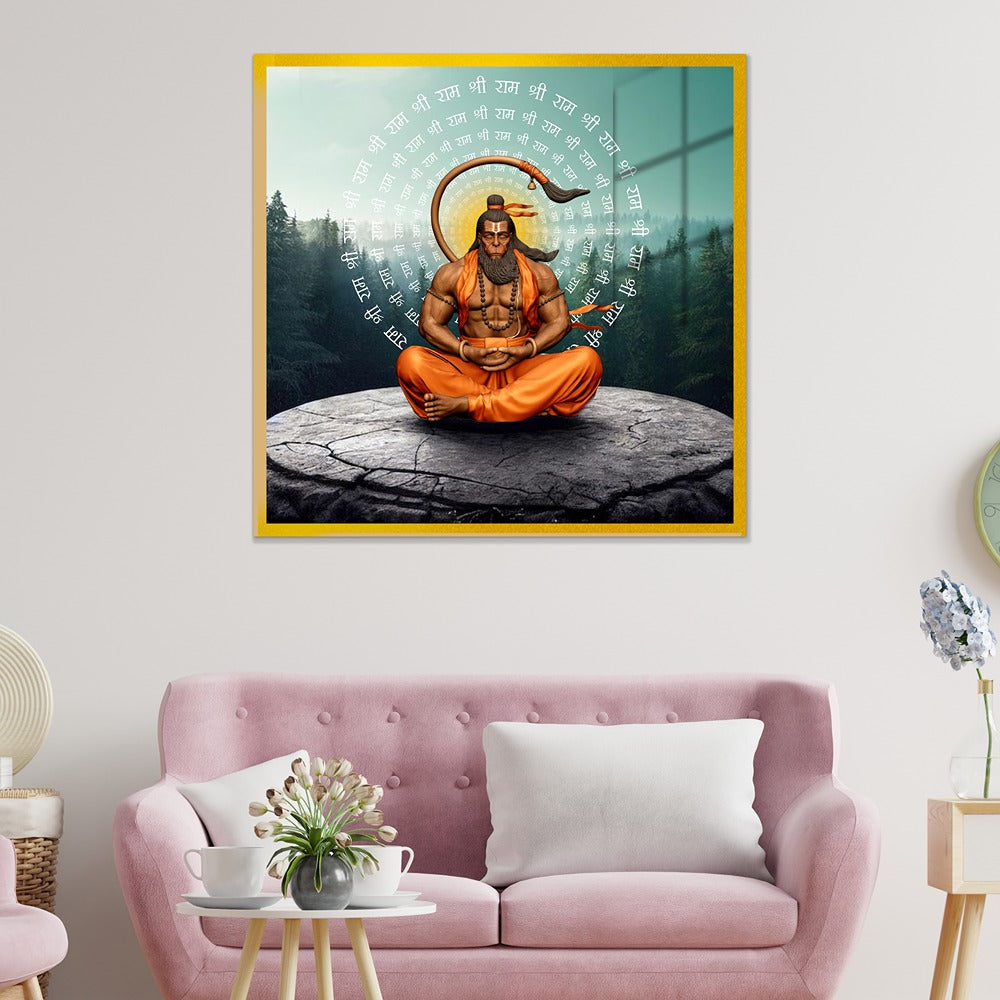 Lord Hanuman in Majestic Glory Acrylic Wall Painting