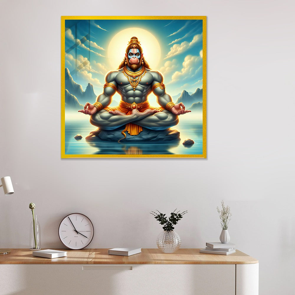 Lord Hanuman Symbol of Power and Devotion Acrylic Wall Painting