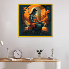 Lord Shri Ram Ayodhyapati Blessing Modern Acrylic Wall Painting