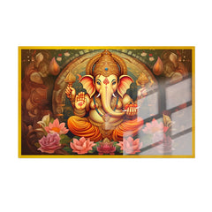 Divine Lord Ganesha Blessings in Acrylic Spiritual Wall Decorative Painting