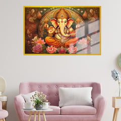 Divine Lord Ganesha Blessings in Acrylic Spiritual Wall Decorative Painting