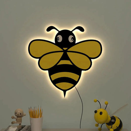 Honey Bee Wall Lamp Wooden Creative Wall Decorative Backlit