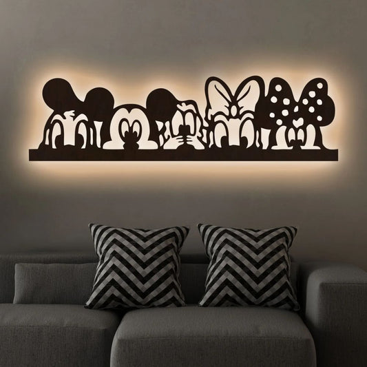 Mickey Mouse And Friends Kids Decorative Backlit Wooden Wall Decor With LED Night Light