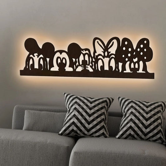 Mickey Mouse And Friends Kids Decorative Backlit Wooden Wall Decor With LED Night Light