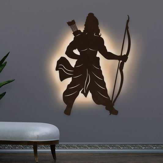 Lord Shree Ram Decorative Backlit Wooden Wall Decor With LED Night Light