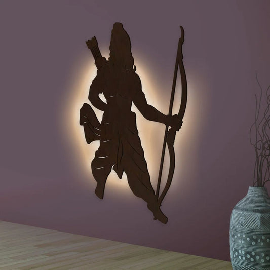 Lord Shree Ram Decorative Backlit Wooden Wall Decor With LED Night Light