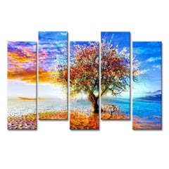 Abstract Colorful Tree In Water Multiple Framed Nature Canvas Wall Painting