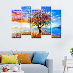 Abstract Colorful Tree In Water Multiple Framed Nature Canvas Wall Painting