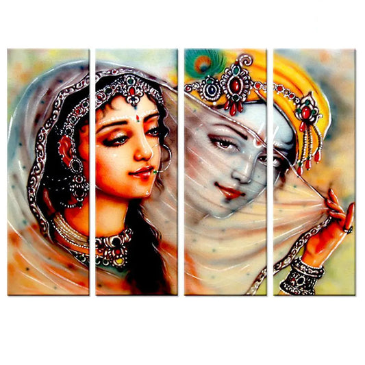 Krishna Meerabai Multiple Frame Canvas Wall Painting