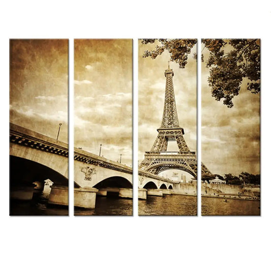 Beautiful Paris Eiffel Tower Multiple Frame Canvas Wall Painting