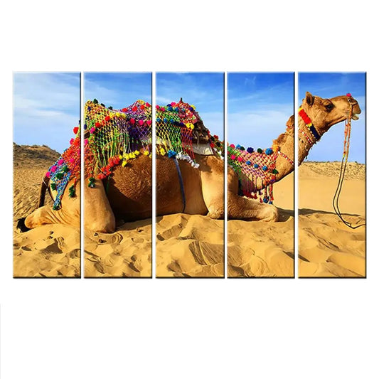 Beautiful Traditional Rajasthani Colorful Multiple Frame Camel Canvas Printed Painting