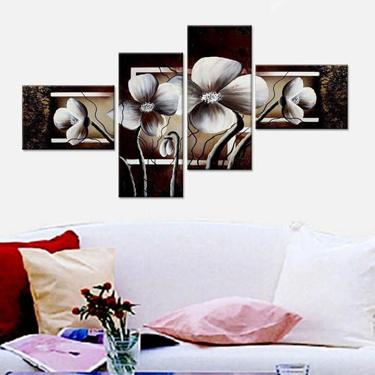 Large Modern 4 pcs Multiple Frame Flowers Canvas Wall Painting