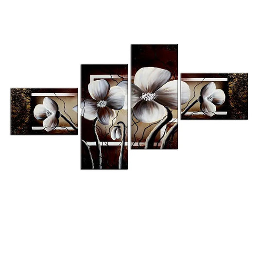 Large Modern 4 pcs Multiple Frame Flowers Canvas Wall Painting