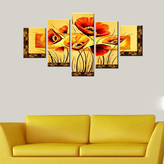 Beautiful Tulips Flower Art 5 Pieces Multiple Framed Canvas Print Wall Painting