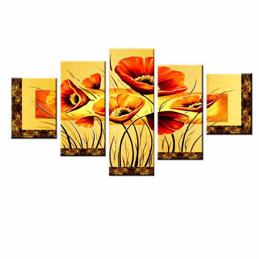 Beautiful Tulips Flower Art 5 Pieces Multiple Framed Canvas Print Wall Painting