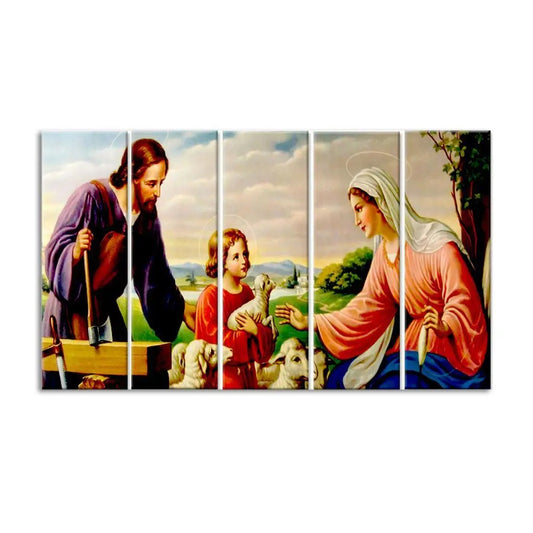 Jesus with Family Spiritual  Multiple Framed Canvas Wall Art Painting for Living Room, Bedroom, Office Wall Decoration