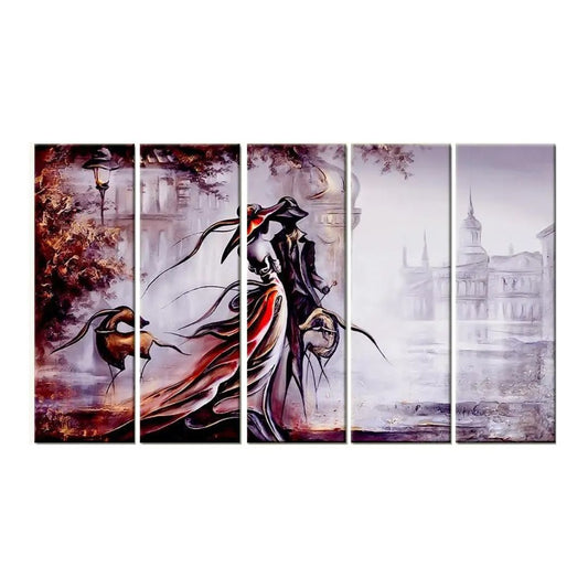 Modern Art Vintage Couple 5 Pieces Multiple Frame Canvas Print Wall Painting for Living Room, Bedroom, Office Wall Decoration